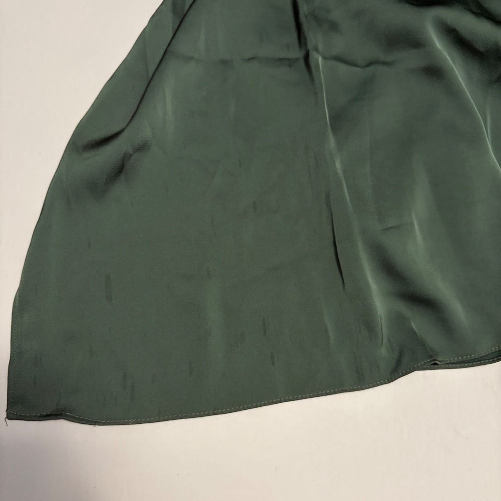 Azazie Green Satin Formal Cap Sleeve Maxi Dress 18 Wedding Guest Bridesmaid Gala - Picture 13 of 13